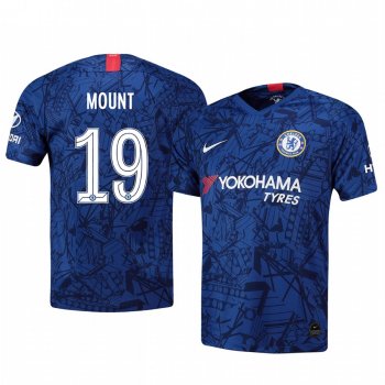 Mason Mount Chelsea FA Cup Home Men's Blue Short Sleeve Jersey