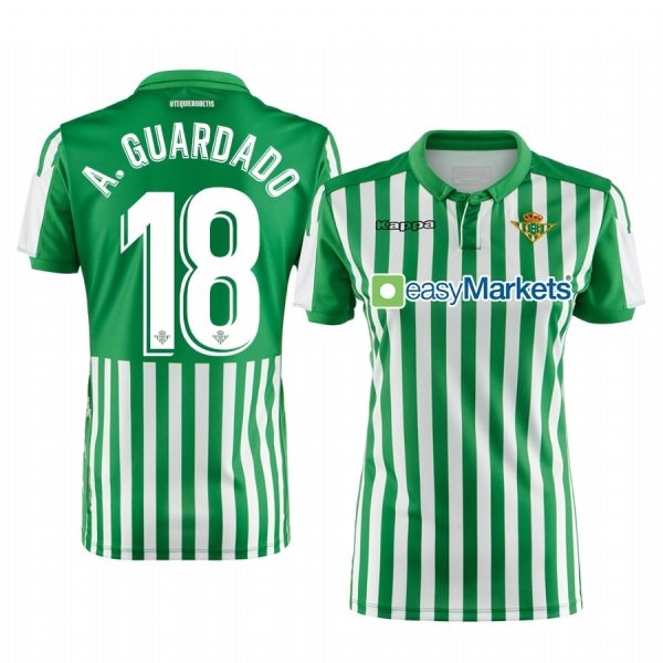 Women's Real Betis Andres Guardado Green Home Short Sleeve Jersey 19-20