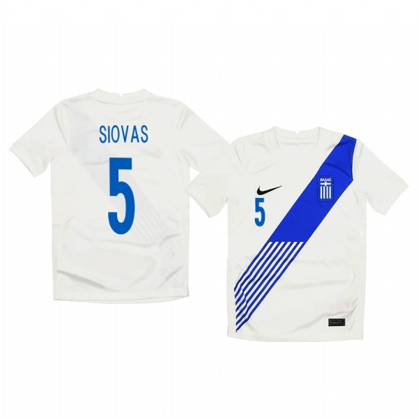 Youth Dimitris Siovas Greece 2020 White Home Short Sleeve Jersey