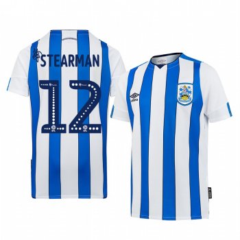 Huddersfield Town Richard Stearman 19-20 Home Men's White Blue Short Sleeve Jersey