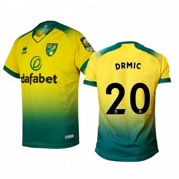 Josip Drmic Norwich City 19-20 Home Men's Yellow Green Official Short Sleeve Jersey