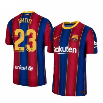 Barcelona Samuel Umtiti Home Men's Authentic Short Sleeve Blue Red Jersey 2020-21