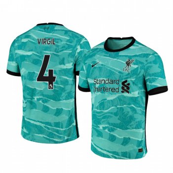 Virgil van Dijk Liverpool 2020-21 Away Men's Green Short Sleeve Jersey