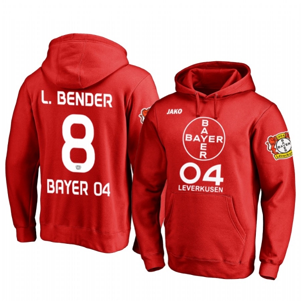 Lars Bender Bayer Leverkusen Team Logo Red Iconic Pullover Hoodie