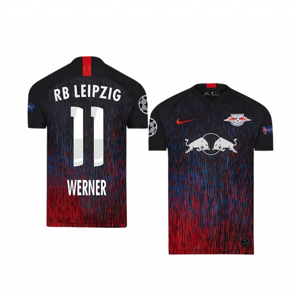 Youth Timo Werner RB Leipzig 2020 UEFA Champion League Away Black Short Sleeve Jersey