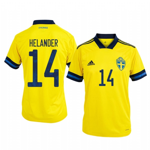 Sweden Filip Helander Men's 2020 Home Authentic Short Sleeve Jersey