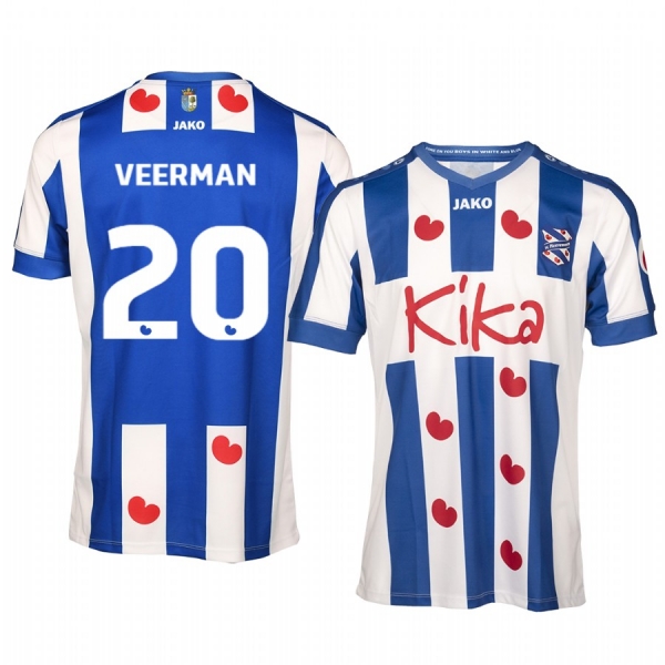 Joey Veerman SC Heerenveen Home Blue White Short Sleeve Jersey