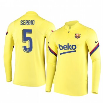 Sergio Busquets Barcelona Men's Gold Strike Drill Quarter-Zip Jacket Raglan Sleeves