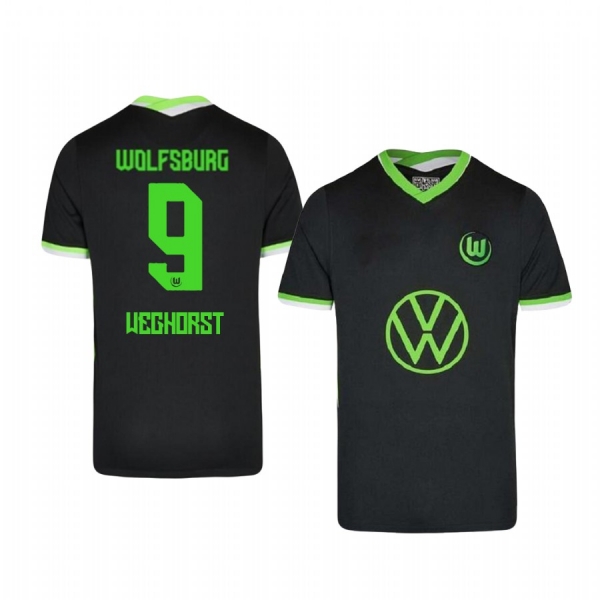 Wout Weghorst VfL Wolfsburg 2020-21 Home Men's Green Short Sleeve Jersey