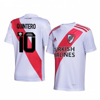 River Plate Juan Fernando Quintero 2020 Home Men's White Red Short Sleeve Jersey