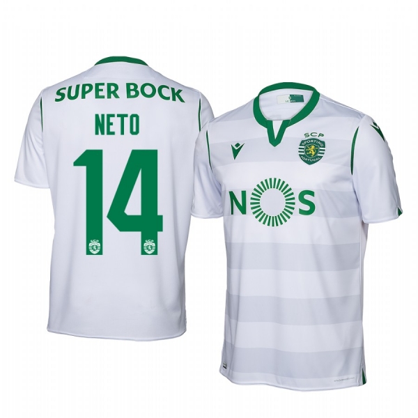 Luis Neto Sporting Lisbon 19-20 Third Men's White Short Sleeve Jersey