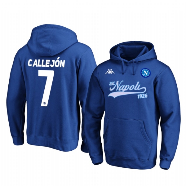 Jose Callejon SSC Napoli 2020 Wordmark Royal Iconic Pullover Hoodie