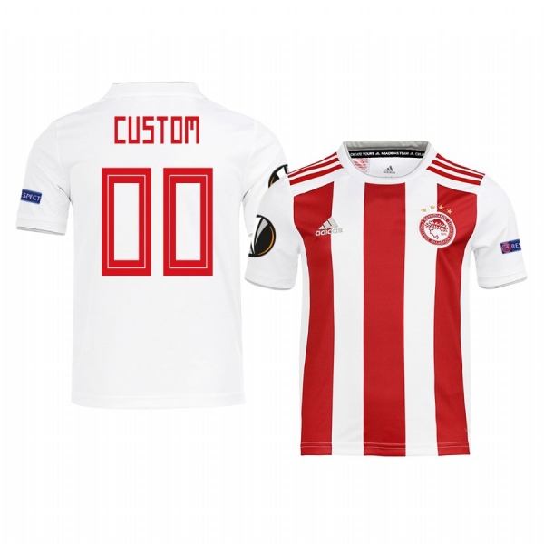 Youth Custom Olympiacos Piraeus UEFA Europa League Home Youth White Short Sleeve Jersey