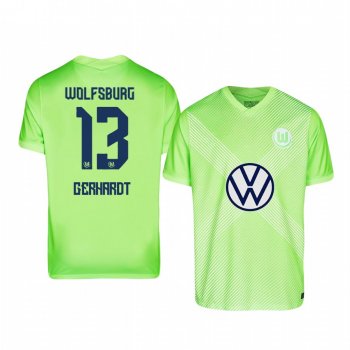 Yannick Gerhardt VfL Wolfsburg 2020-21 Away Men's Green Short Sleeve Jersey