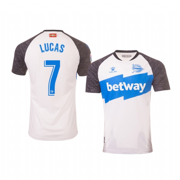 Youth Deportivo Alaves Lucas Pérez White Third Short Sleeve Jersey 19-20