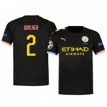 Kyle Walker Manchester City 2020 UEFA Champion League Away Men's Black Short Sleeve Jersey