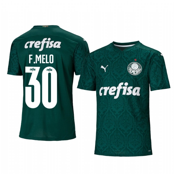 SE Palmeiras Felipe Melo Men's Green Home Short Sleeve Jersey 2020-21