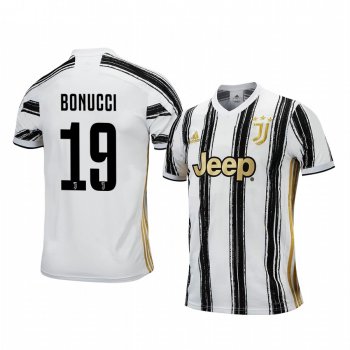 Juventus Leonardo Bonucci 2020-21 Home Men's White Black Short Sleeve Jersey