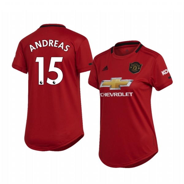 Women's Andreas Pereira Manchester United Home Short Sleeve Jersey 19-20