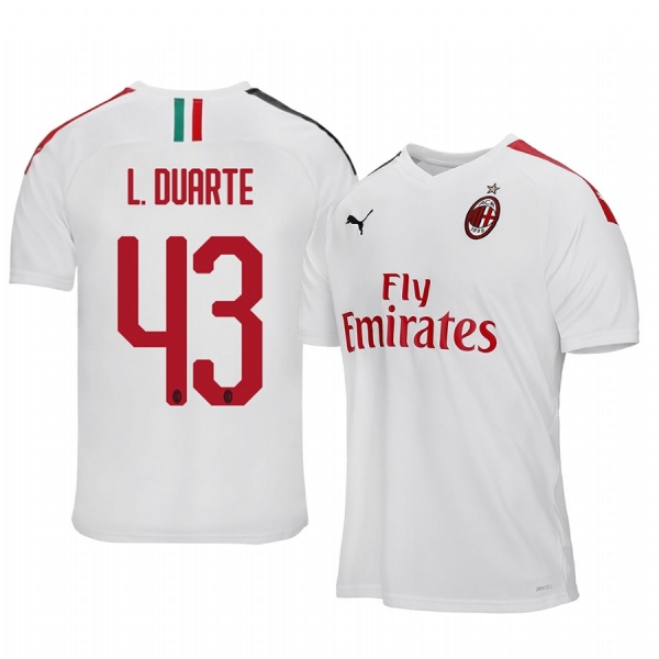 Leo Duarte AC Milan 19-20 White Away Official Jersey Men's