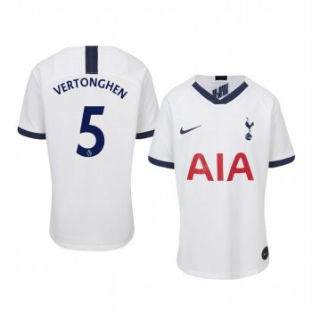 Youth Jan Vertonghen Tottenham Hotspur 19-20 Home White Short Sleeve Jersey