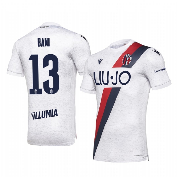 Bologna Mattia Bani Men's White Away Short Sleeve Jersey 19-20