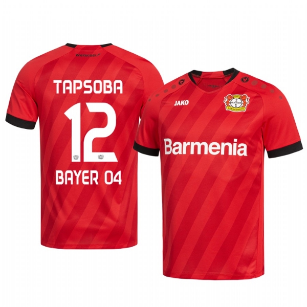 Edmond Tapsoba Bayer Leverkusen 19-20 Home Men's Red Official Short Sleeve Jersey