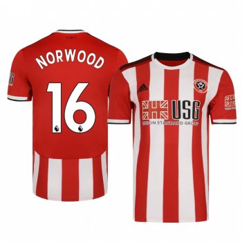 Men's Oliver Norwood Sheffield United Home Short Sleeve Jersey 19-20