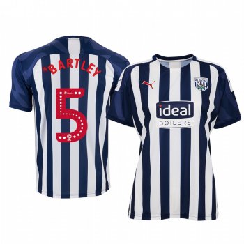 Women's West Bromwich Albion Kyle Bartley White Blue Home Short Sleeve Jersey 19-20