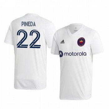 Mauricio Pineda Chicago Fire 2020-21 Away Men's White Short Sleeve Jersey