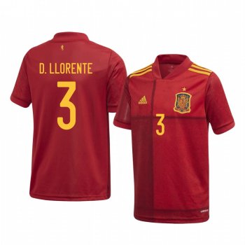 Youth Diego Llorente Spain UEFA Euro 2020 Home Red Authentic Jersey