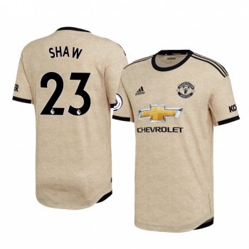 Luke Shaw Manchester United 2020 Away Authentic Short Sleeve Tan Jersey