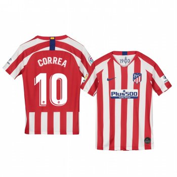 Youth Angel Correa Atletico de Madrid 19-20 Home Red White Official Short Sleeve Jersey