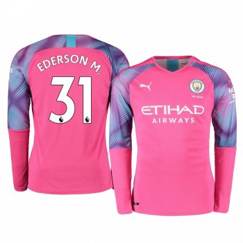 19-20 Manchester City Ederson Pink Away Goalkeeper Jersey Men's