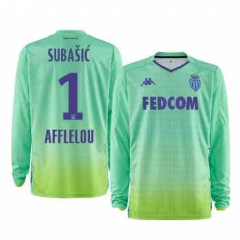 19-20 AS Monaco Danijel Subasic Green Goalkeeper Home Jersey Men's