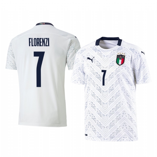 Alessandro Florenzi Italy 2020 White Away Men's Short Sleeve Jersey