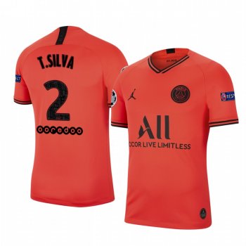 Thiago Silva Paris Saint-Germain 2020 UEFA Champion League Away Men's Red Short Sleeve Jersey