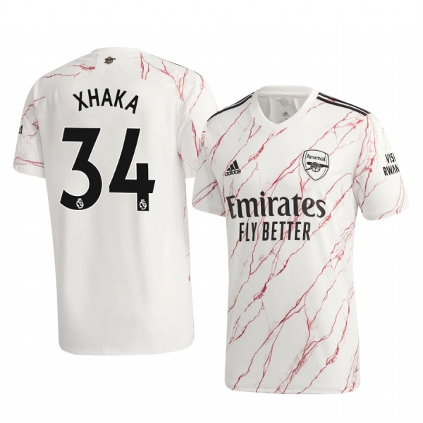 Granit Xhaka Arsenal 2020-21 Away Men's White Short Sleeve Jersey