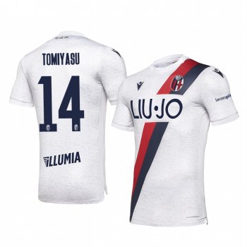 Bologna Takehiro Tomiyasu Men's White Away Short Sleeve Jersey 19-20