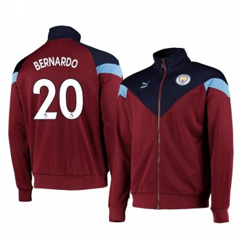 Bernardo Silva Manchester City Burgundy Iconic MCS Track Full-Zip Jacket