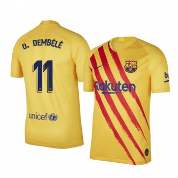 Ousmane Dembele Barcelona Fourth Yellow Short Sleeve Jersey