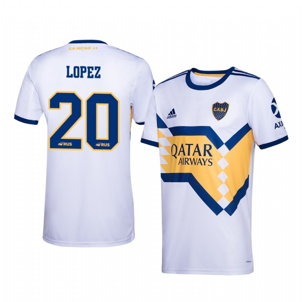 Lisandro Lopez Boca Juniors 2020-21 White Away Official Jersey Men's