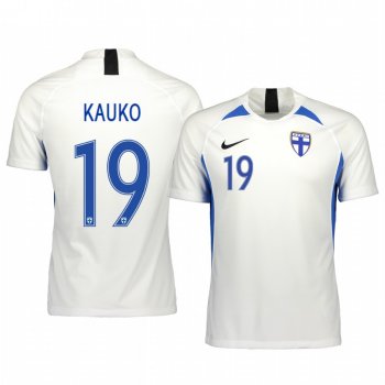 Finland Joni Kauko Men's 2020 Home Authentic Short Sleeve Jersey