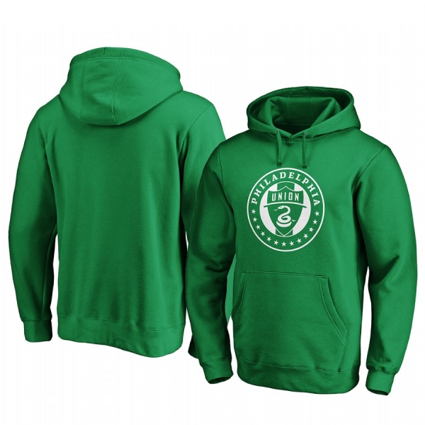 MLS Philadelphia Union St. Patrick's Day Green Pullover Hoodie White Logo