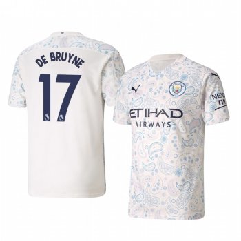 Kevin De Bruyne Manchester City 2020-21 Third Men's White Short Sleeve Jersey