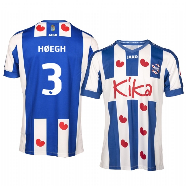 Daniel Hoegh SC Heerenveen Home Blue White Short Sleeve Jersey