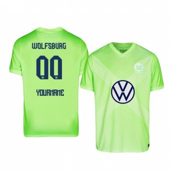 Custom VfL Wolfsburg 2020-21 Away Men's Green Short Sleeve Jersey