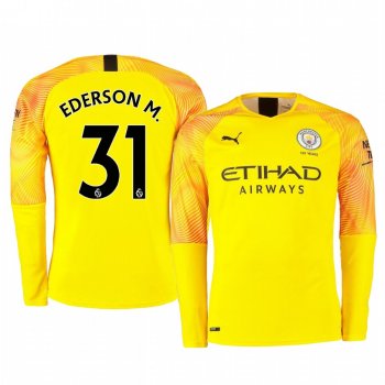 19-20 Manchester City Ederson Yellow Third Goalkeeper Jersey Men's