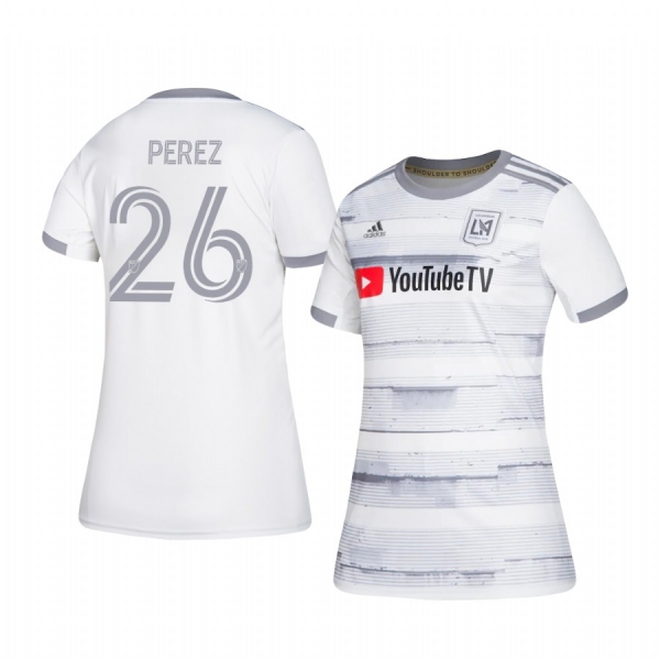 Women's Adrien Perez Los Angeles FC 2020-21 Away Replica Short Sleeve White Jersey