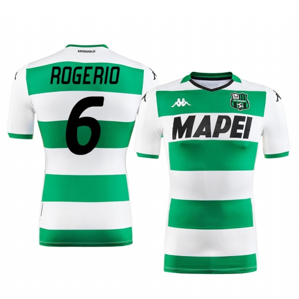 Rogerio U.S. Sassuolo Calcio 2019-20 White Green Away Men's Short Sleeve Jersey